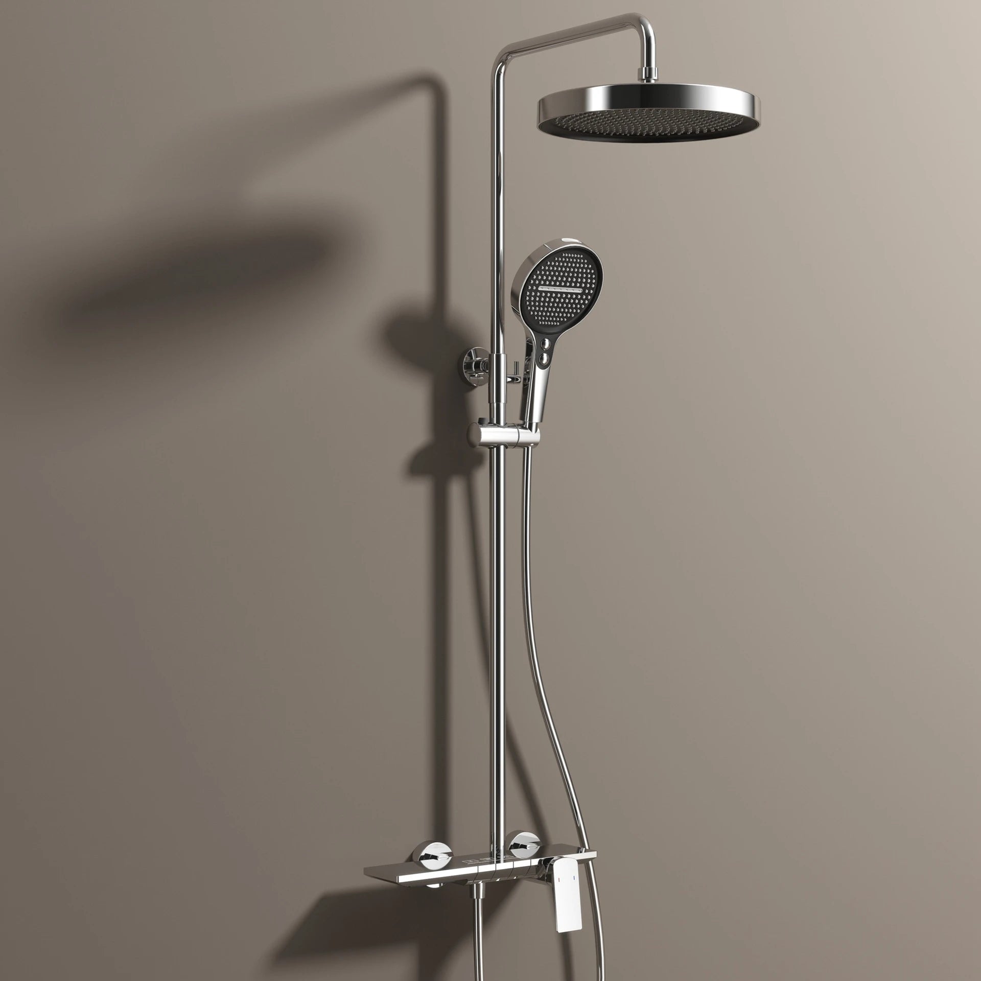 Brushed Gold Piao Bathroom Shower System Set Brass Waterfall Bathroom Faucet 12 Inch Rain Shower Head Hot Cold Piano Shower Set