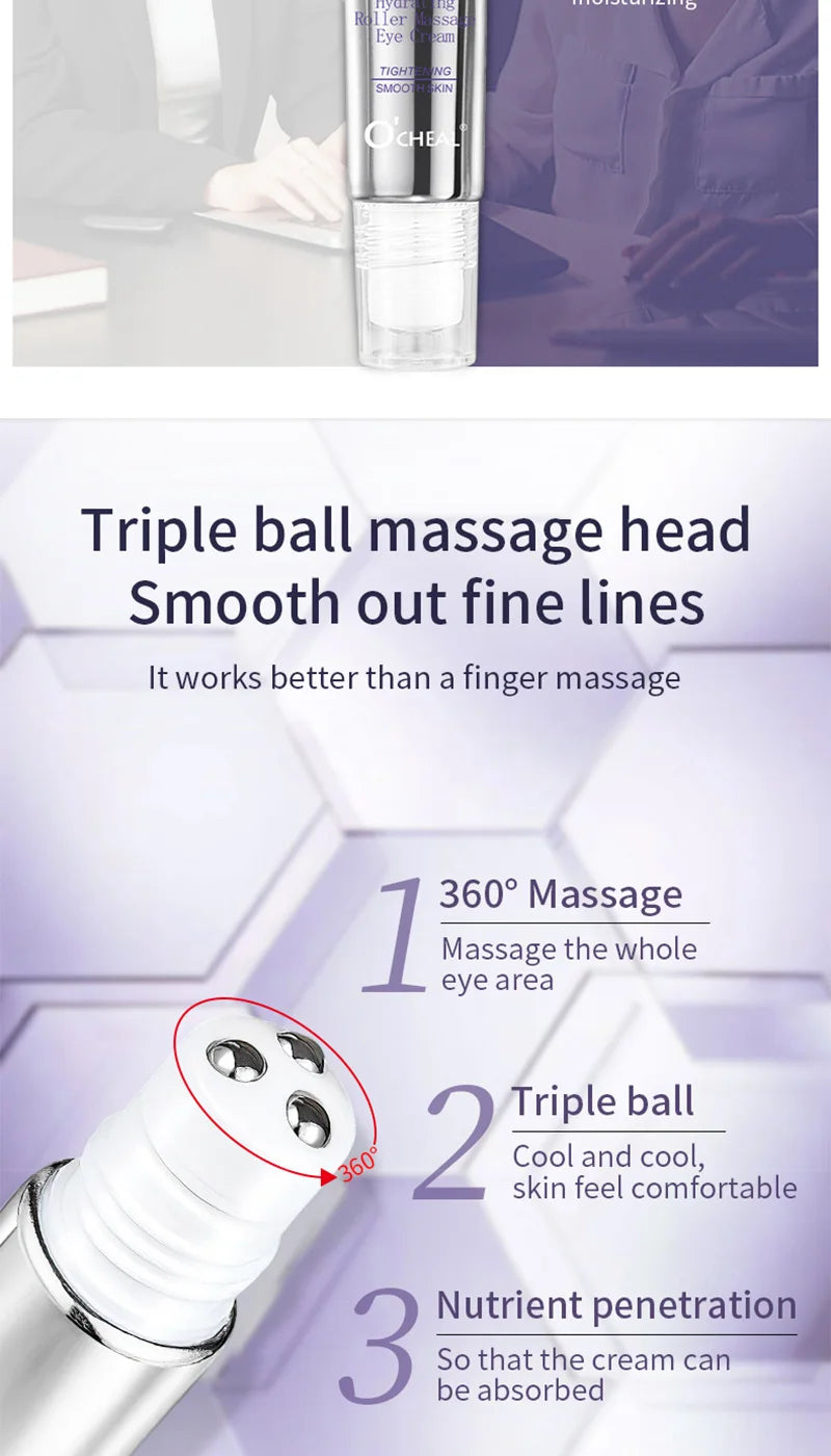 Ocheal Rolling Ball Eye Cream, Rolling Ball Massage Eye Cream, Moisturizing and Nourishing Eye Essence, Reduces Eye Wrinkles and Bags, Suitable for Both Men and Women, a Must-Have for Autumn and Winter.