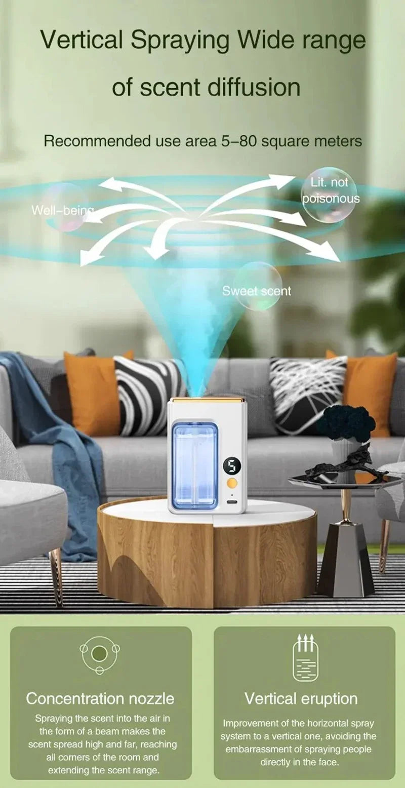 Aromatherapy Machine Essential Oil Humidifier Portable 5-speed Digital Display Automatic Aromatherapy Spray Deodorize Purify Air