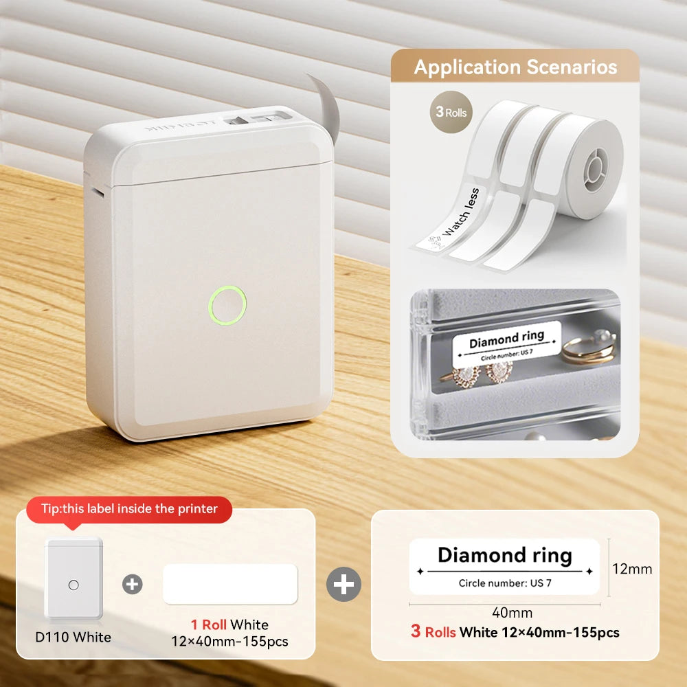 Niimbot D110 Mini Thermal Label Printer Wireless Adhesive Sticker Maker DIY Name Tag Inkless Labeling Machine for Phone