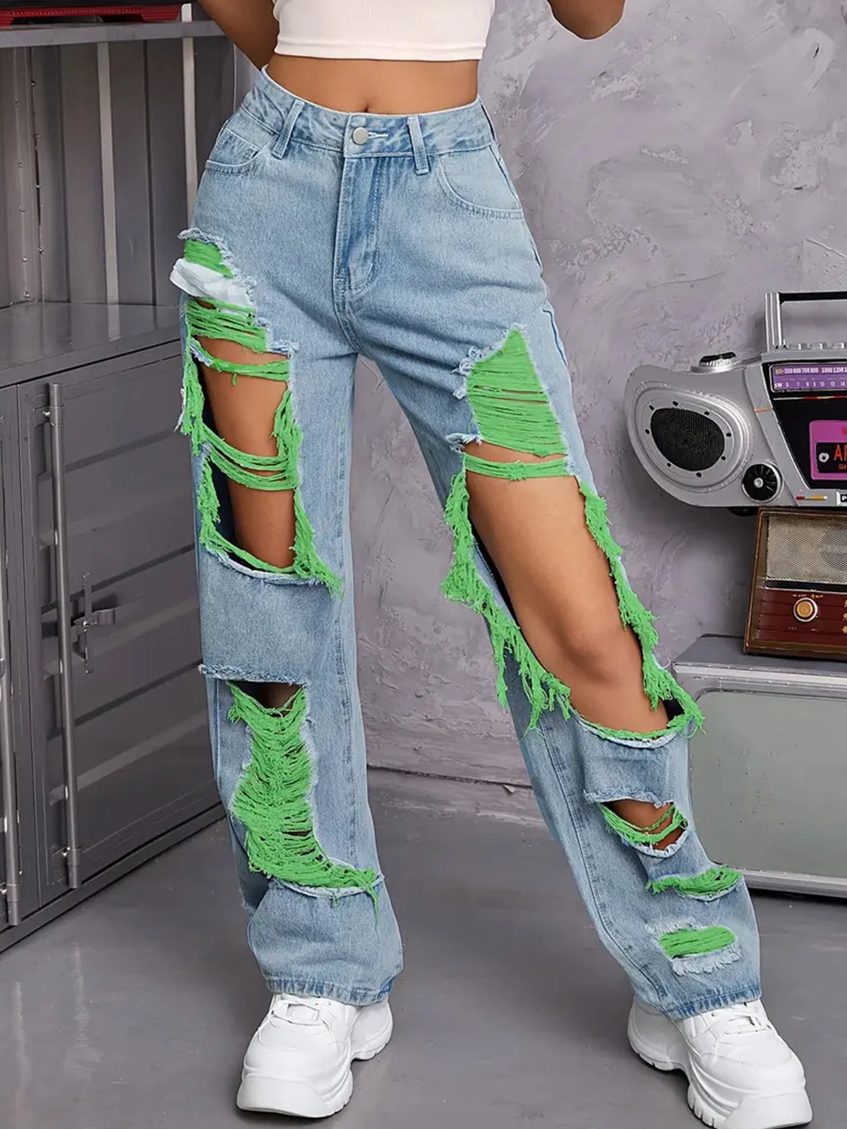 Y2K American Retro Jeans 2026 Light Washed Ripped Denim Pants High Waist Baggy Straight Leg Autumn Trend