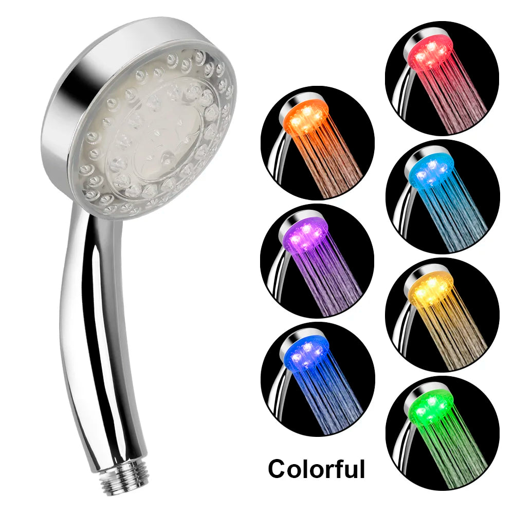 Square Fixed Showerhead Rainfall Top Spray 7 Colors Gradual Changing 3 colors Temperature Sensor LED Shower Head