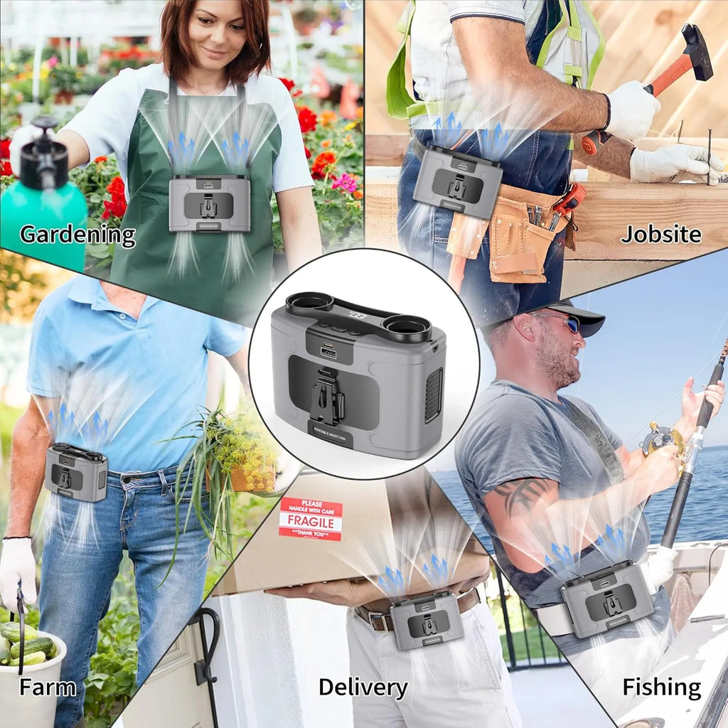 2026 New Upgrade 20000mAh Portable Waist Fan, Personal Fan Clip On With Rechargeable Battery Operated, 40H Cooling,10 Speeds,