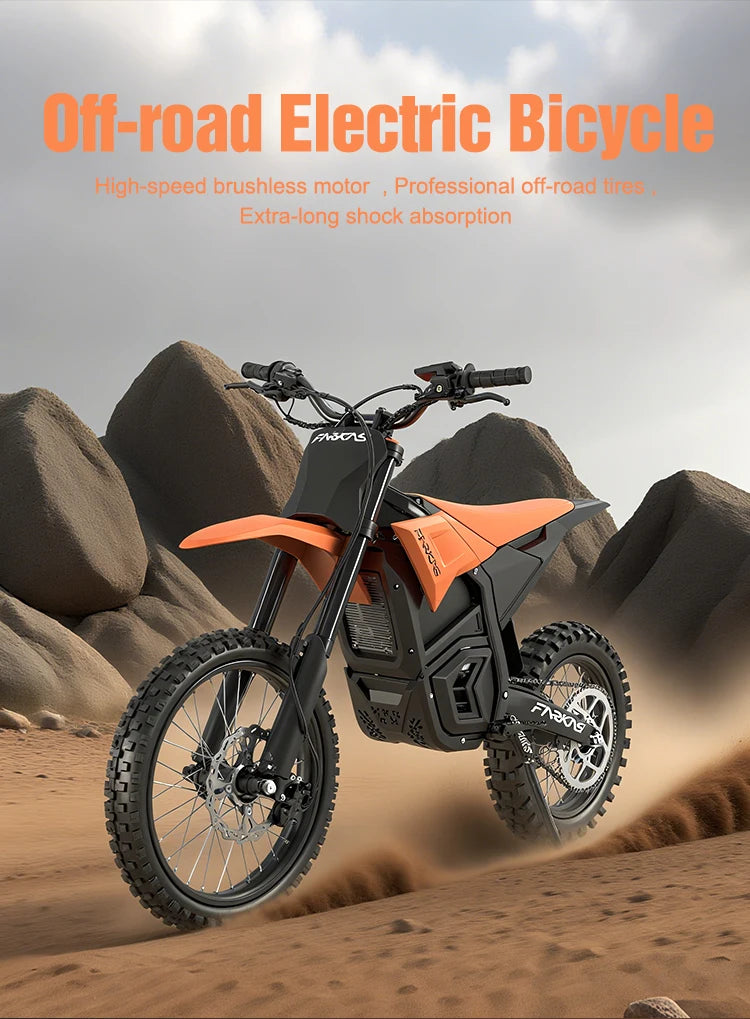 Dropshipping Electric Motocross Bike 60V 27AH 1600W,40Mph,37 Miles,Urban Commuting Front 17";Rear 14" Off-Road Electric Bike