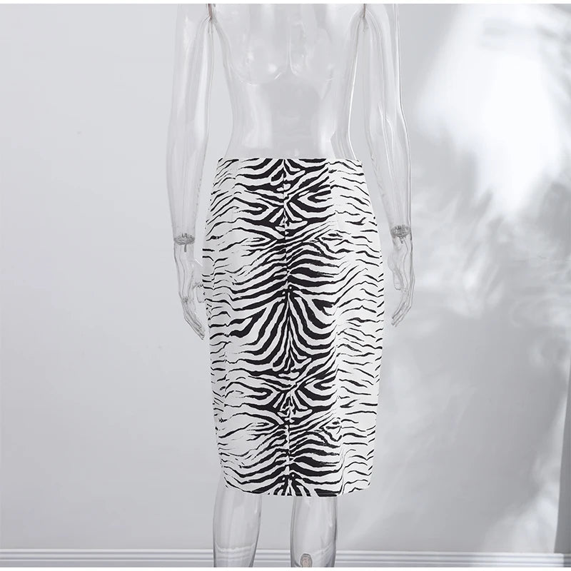Fashion Zebra Print Women's Skirt High Waist Straight Loose Skirt Chic 2026 Spring Summer New Street Daily Wear Ladies Clothing