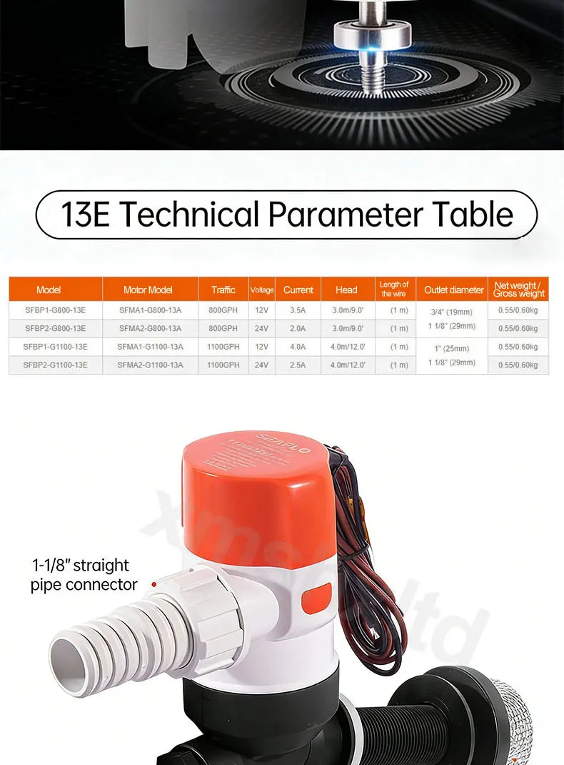 DC12V Yacht Aerator Bait Pump Livewell DC Submersible Pump for Lures, Sea Fishing, Boat Fishing, Etc.Boat Water Pump