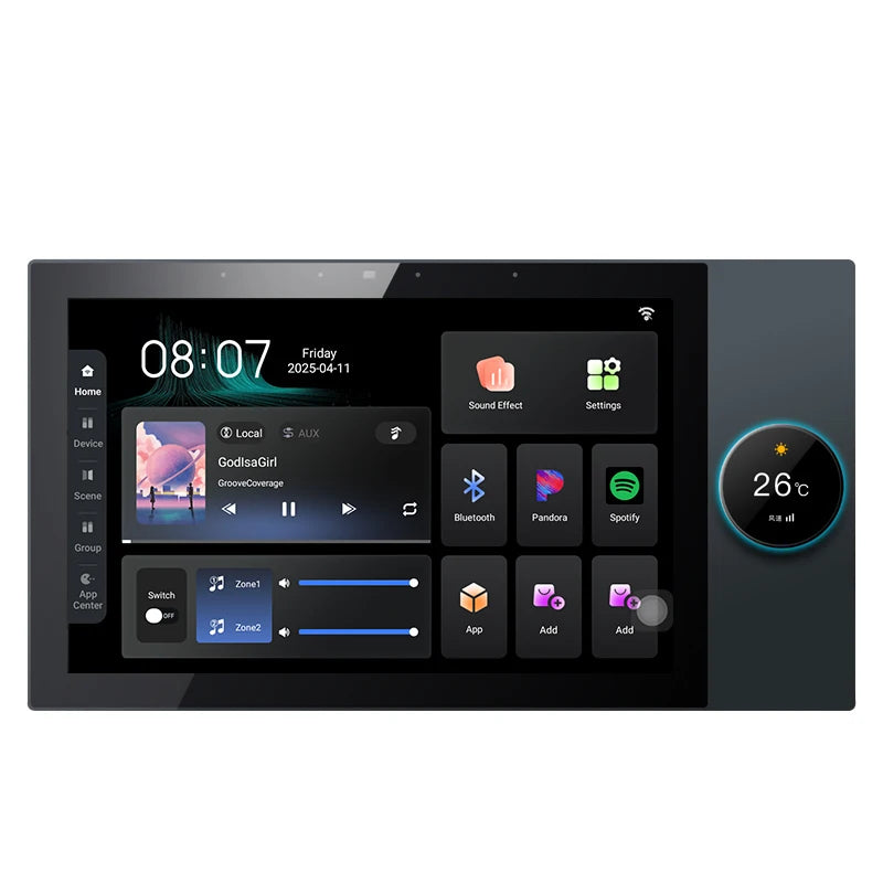 Smart Home 2 zone audio in wall Amplifier Android 11 WiFi Bluetooth sound amplificador music player 10 Inch control panel system