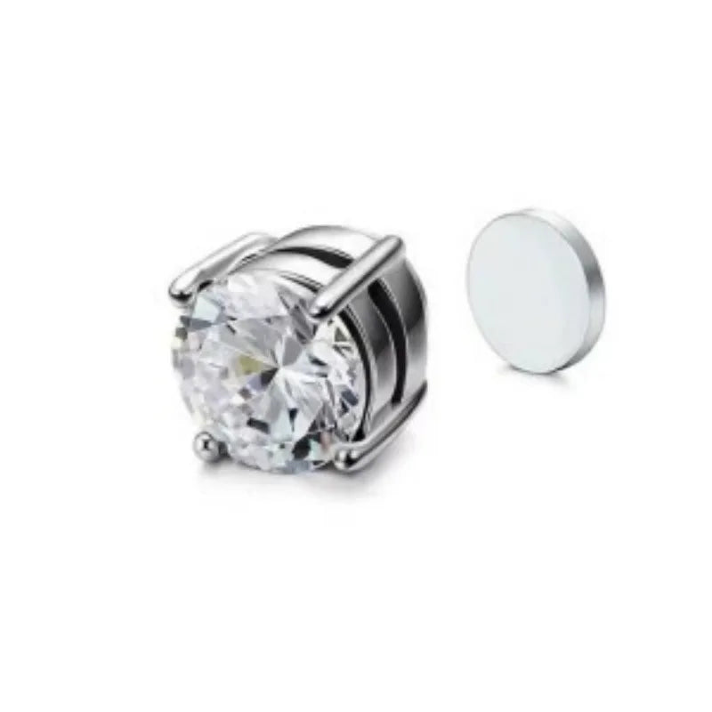 5/1pcs Magnetic No Piercing Required Earrings Adjustable Size Clip on Earrings 6-Prong Royal Crystal Design Perfect for Ear Bone