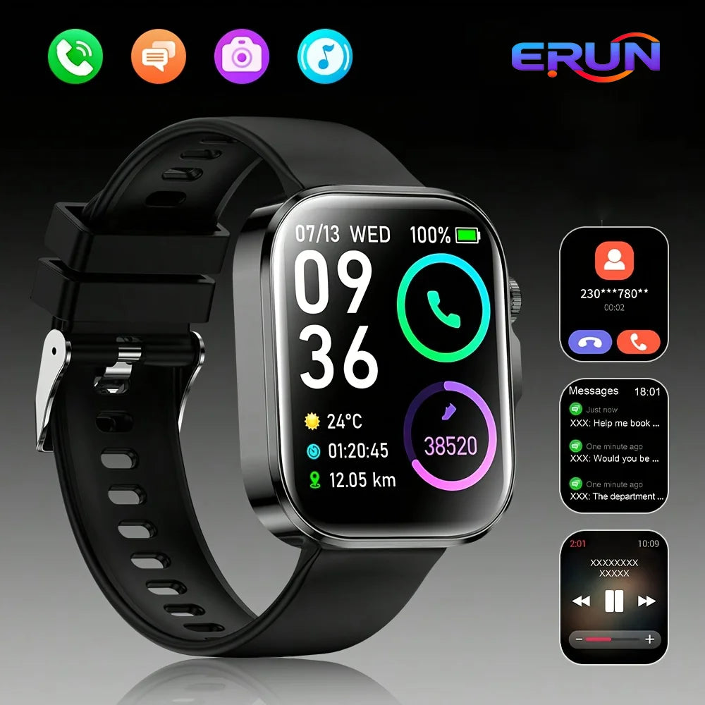 New Sports Men'S Smart Watch, Smartwatch (Make/Receive Calls), APP Message Sync Alerts, Remote Camera Control, Sedentary Reminder, Music Playback, Weather Display, Voice Assistant, Find My Phone, Durable Smart Watch for Iphon