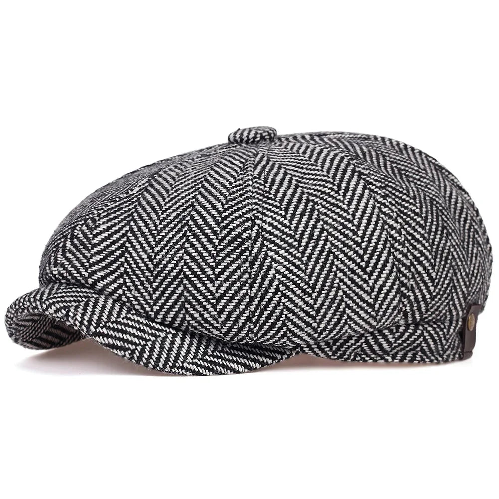Retro spring and autumn casual wool British octagonal hat men's duck tongue Hat Beret men's autumn and winter women's daily chil