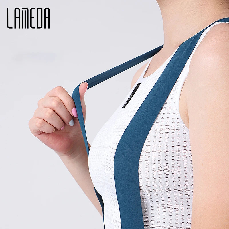 Lameda Women's Bicycle Pants Spring Summer High Elasticity Cycling Bib Pants Quick-drying Bike Trousers With Straps Long Pants