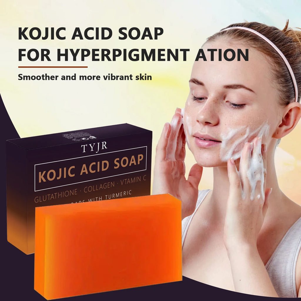 Kojic Acid Soap with Vitamin C & Collagen – Turmeric Glutathione Bar for Face & Body 100g