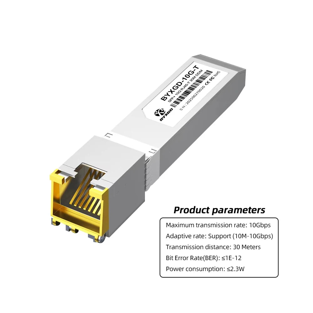 1G/10GBASE-T SFP+ RJ45 Module Multi Rate SFP Copper RJ45 Transceiver For Mikrotik/Cisco Switch 10G CAT6A SFP+ Ethernet Module
