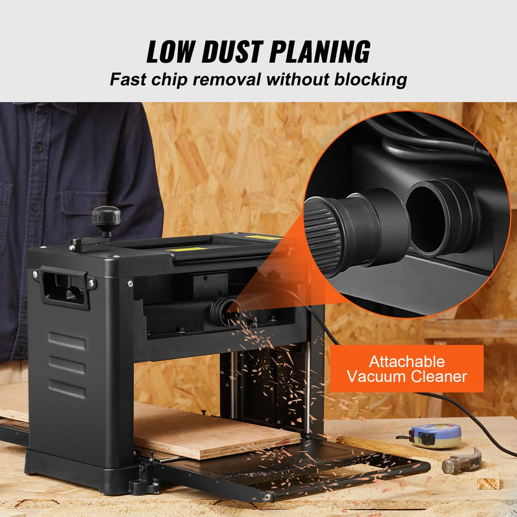 SucceBuy Thickness Planer 13inch Benchtop Planer with Two-Blade 15Amp 1800W Powerful Motor Low Noise for DIY Woodworking Planing