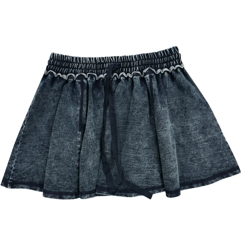 Streetwear Denim 2 Piece Sets Women Outfits Autumn Clothes Women Long Sleeve Hooded Crop Top Pleated Skirts Sets Jean Dress Sets