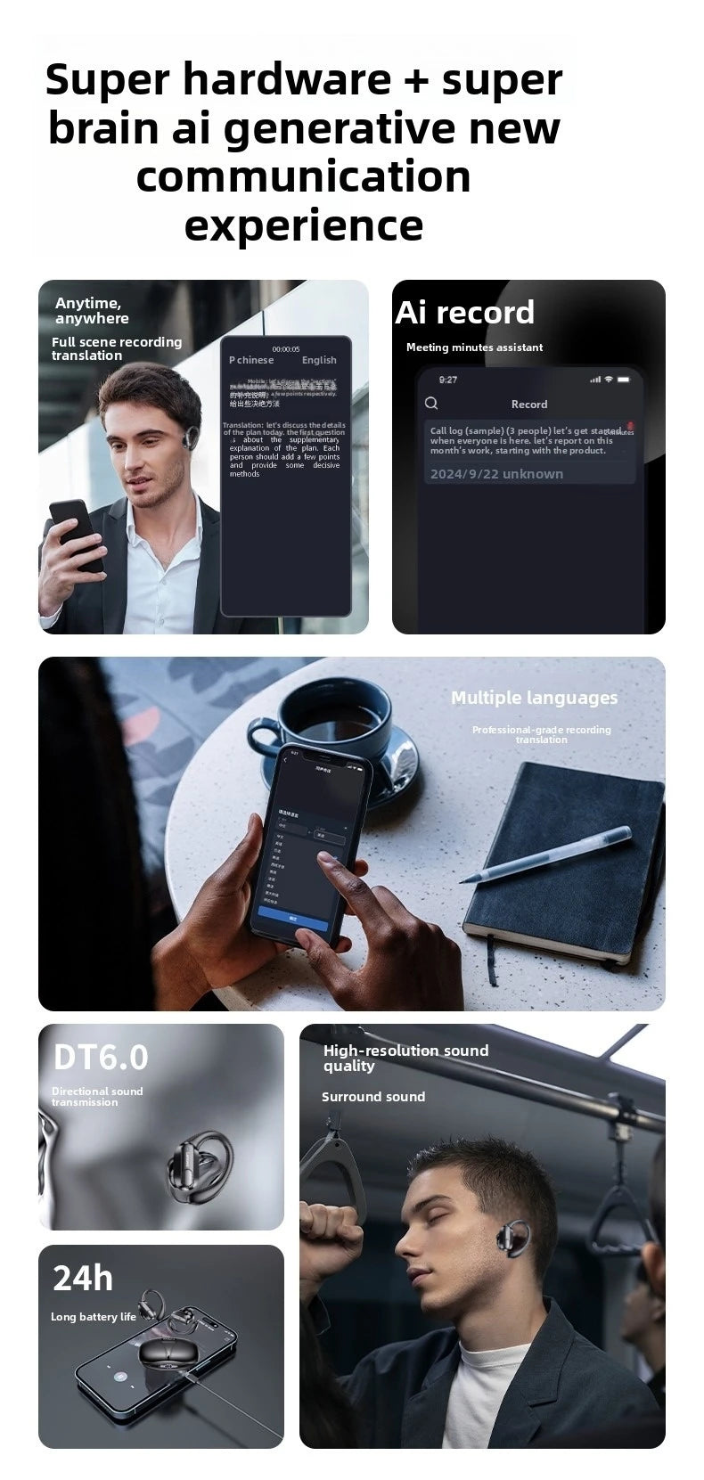 Lenovo XT80 Sports Wireless Earphones with Mics,Button Control, LED Power Display,Hifi Stereo Sound APP AI Translator Headset
