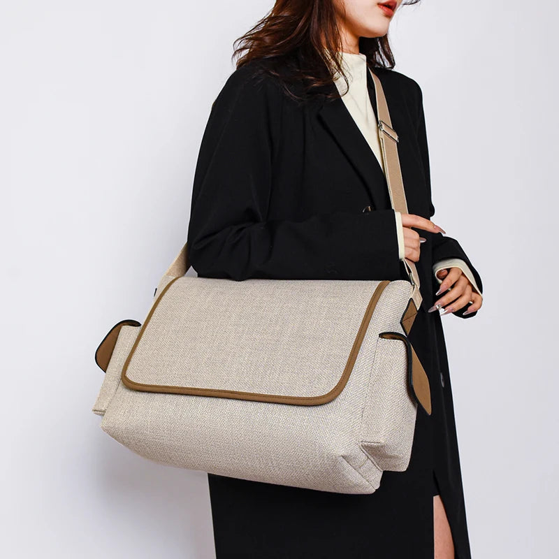 New Women's Large Capacity Canvas Shoulder Bag Casual Tote Handbag Trendy Messenger Bag for Everyday Use