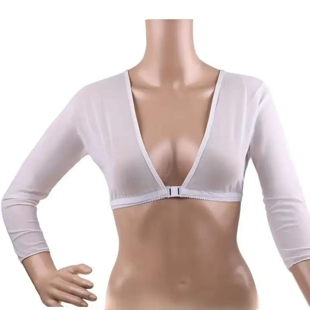 Stylish Long Sleeve Undershirt Front Button Both Side Wear Mesh Top Blouses Black White T-shirt Women Girls