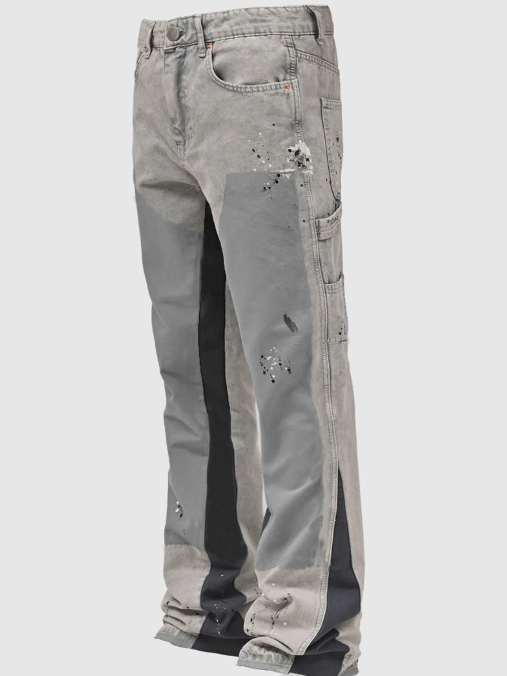 Mens Fashion Jeans Work Pants European American Style Workwear Elastic Patchwork Denim Layered Flared Pants S-XXL Streetwear