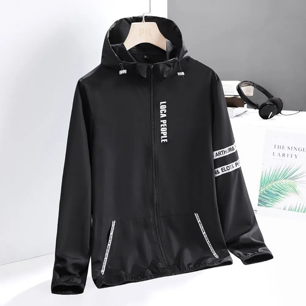 Summer Ice Silk Sunscreen Jackets Men's Clothing Lightweight Hooded Coat Outdoor UV Resistant Jacket Fishing Cycling Suit Male
