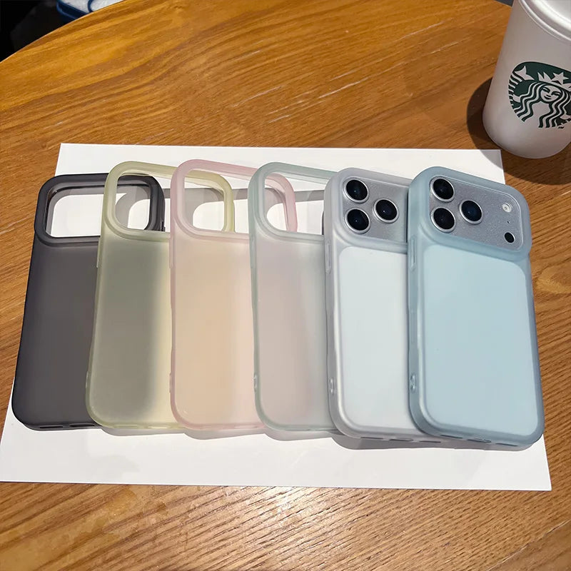 Tranaparent Simple Luxury Phone Case for IPhone 17 Air 16 15 14 13 12 Pro MAX Matte Soft Bumper Shockproof Cover