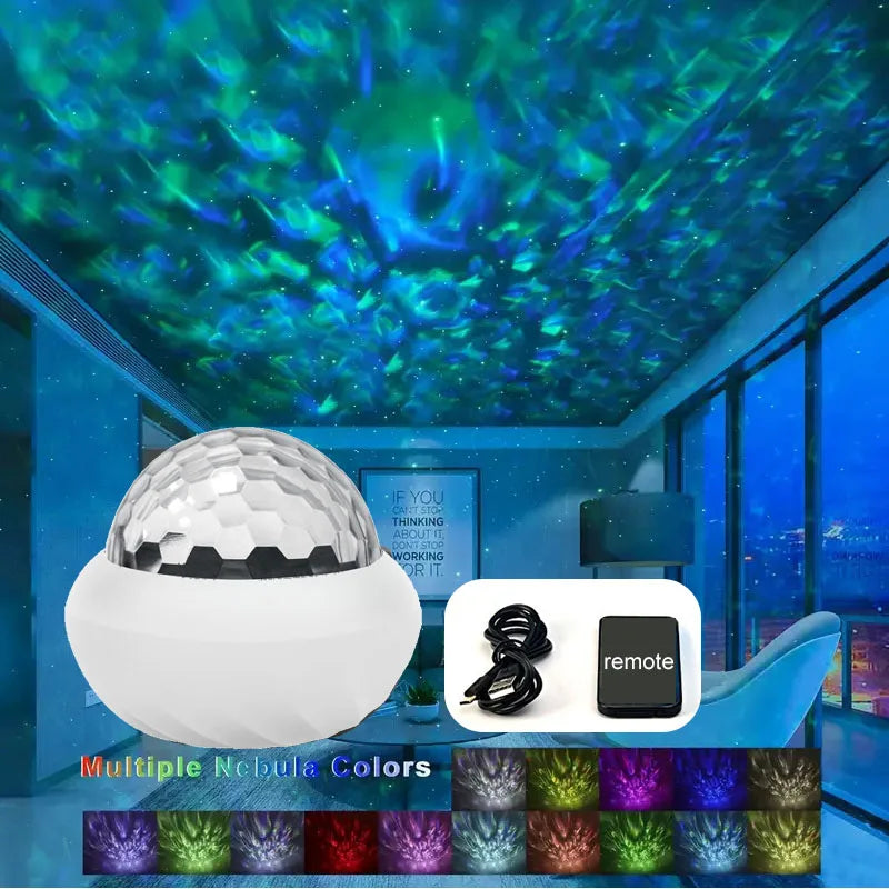 Northern Light Projector RGB Atmosphere Night Lights Remote Control USB Aurora Projection Lamp 360° Rotate for Home Party Decor