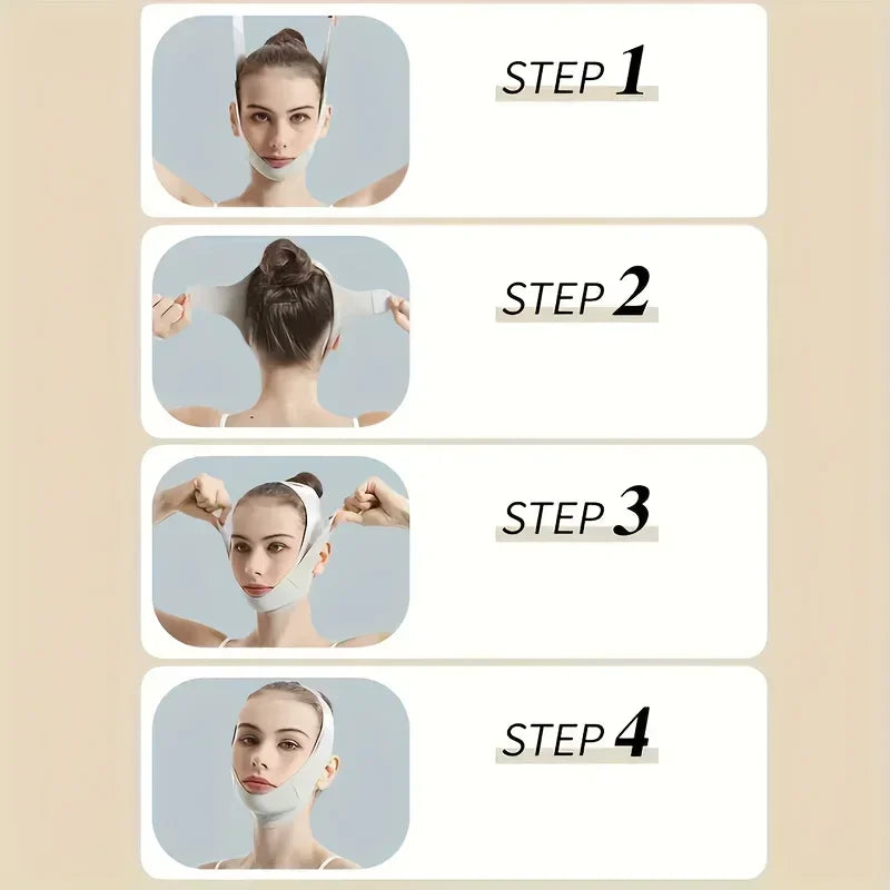 Overnight Face Lift Band with Graphene Fiber - Double Chin Reducer & Jawline Definer, Washable Reusable Beauty Strap 5 Sizes