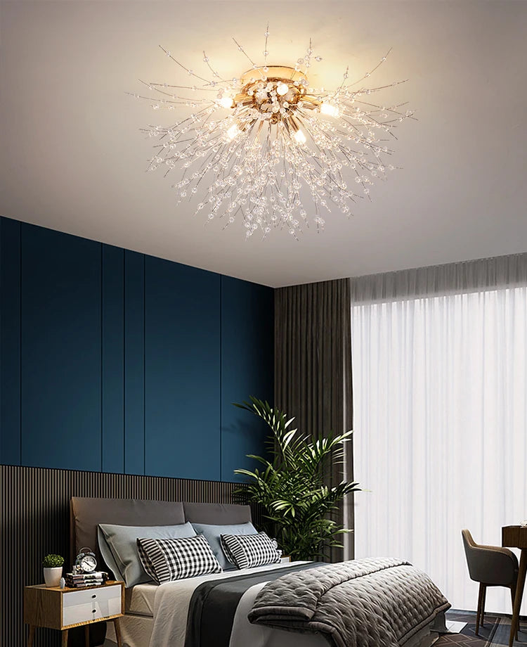 Dandelion Crystal Chandelier Nordic Modern Living Room Dining Room Bedroom Ceiling Light Room Light Fireball Decorative Light