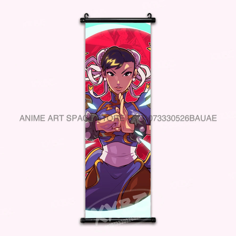Street Fighter Hanging Painting Fighting Game Wall Artwork Gouken Scrolls Picture Sakura Kasugano Print Canvas Poster Home Decor