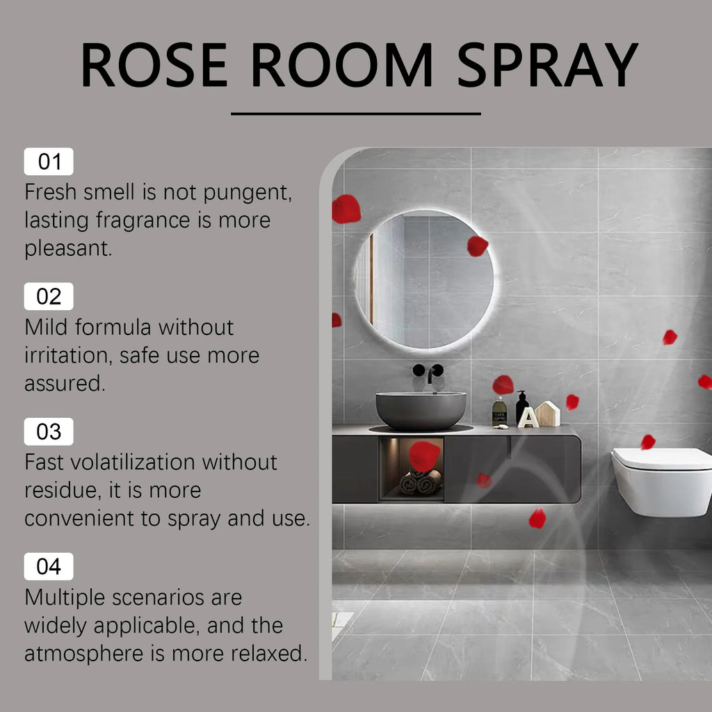 Rose Scent Indoor Spray, Long-Lasting Fragrance Room Spray, Odor Eliminating Air Freshener for Refreshing Pleasant Mood