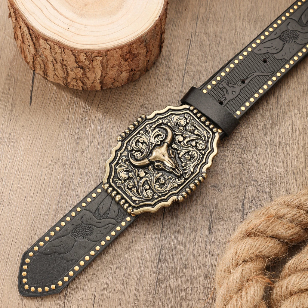 A Western-style Denim Belt in Retro Style - Made of PU Material - Suitable for Both Men and Women - Pairs Well with Jeans
