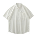 Dukeen Heavyweight Short-Sleeved Shirt Men's Summer Solid Color Lapel Pocket Casual Shirt Cotton White Shirts