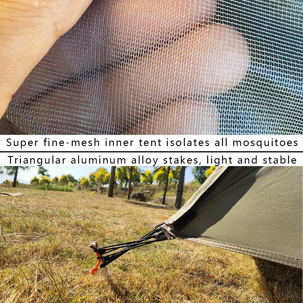 Solo Tent Ultralight Tipi Tent Outdoor Camping Light Pyramid Tent Portable Single Tent Waterproof Hiking Backpacking Trekking