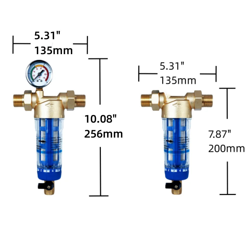 Front Purifier Whole House Spin Down Sediment Water Filter Central Backwash Remove Rust Contaminant Stainless Steel Mesh