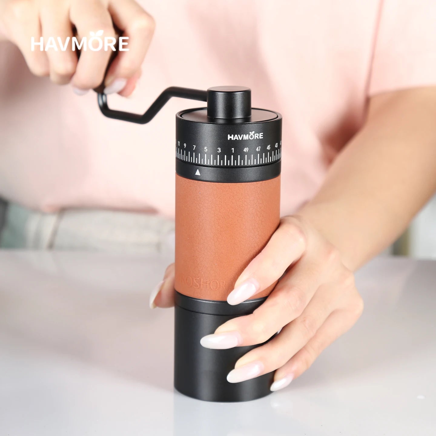 Professional Manual Coffee Grinder Upgrade All-metal Body  Anti-slip Design Portable Grinder Burr Inside