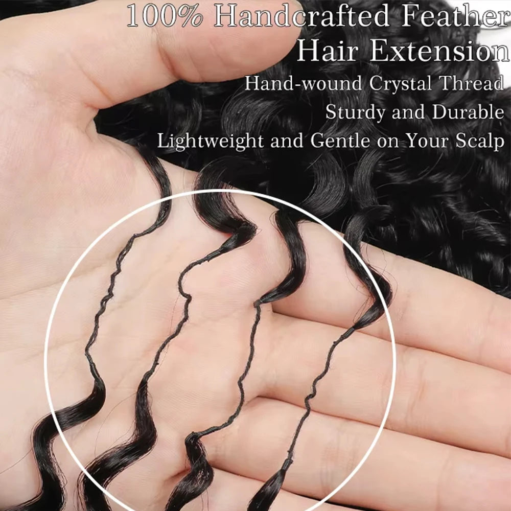 Feather Crochet Human Hair Extension Body Wave Crochet Human Hair Extensions For Women Reusable Pre-Separated Boho Braiding Hair
