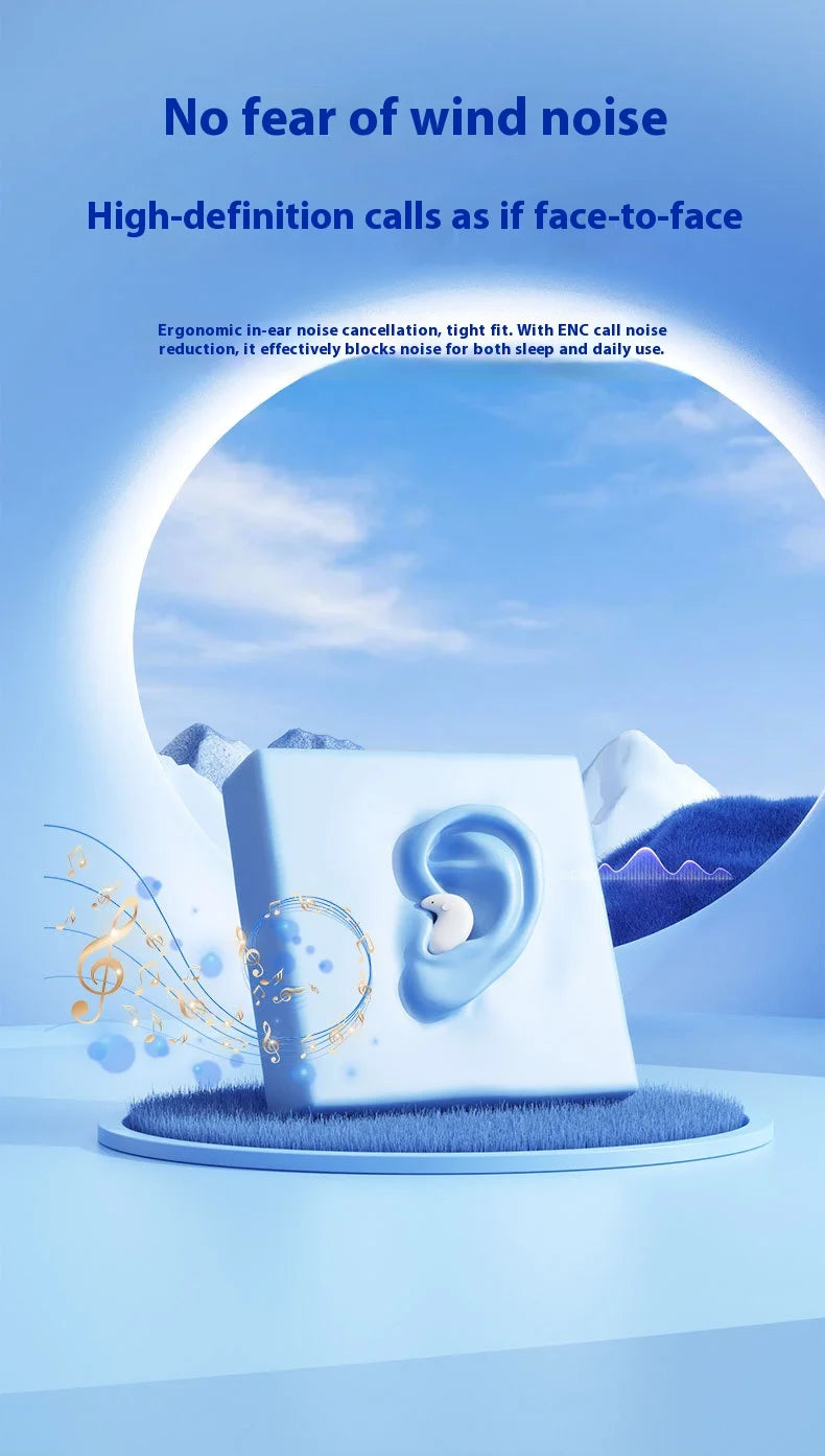 Lenovo Bluetooth Wireless Earphones Small Earbuds Sleeping Sport Invisible Headphones Bass Sound Quality Headset Sliding Cover