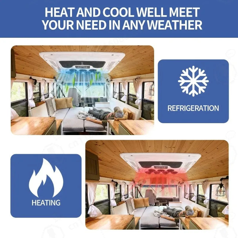 12V Heating and Cooling Automotive Air Conditioning Portable RV Rooftop Air Conditioner Electric Parking Unit for Car Truck Van