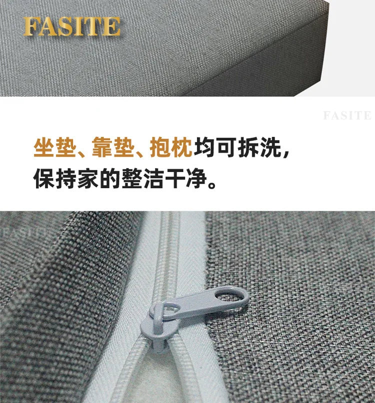 Nordic solid wood three-person sofa, modern simple fabric, small apartment concubine coffee table combination furniture