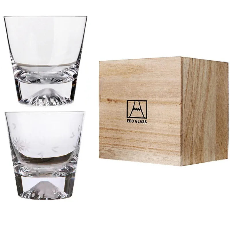 Transparent Snow Peak Tumbler,Fuji Mountain Whiskey Glass,Modern Whisky Drinking Glass，Luxury Scotch Glass,Artistic Rock Glass