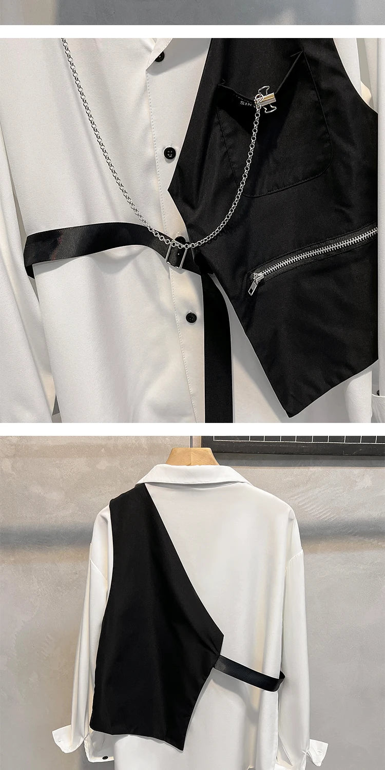 Autumn Men's Plus Size Casual Solid 2024 Dress Shirt Single Patch Pocket Long Sleeve Regular-fit Button-down Shirts B244