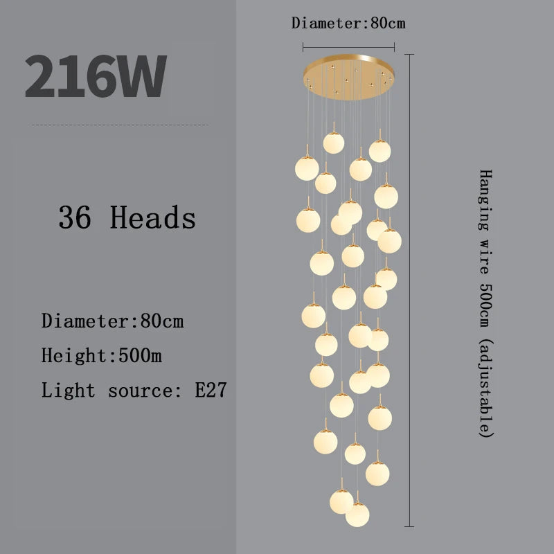 Stairs 2026 Modern Nordic LED Glass Chandelier Loft Duplex Living Room Lamp Hotel Lobby Long Chandelier Home Decorative Lighting