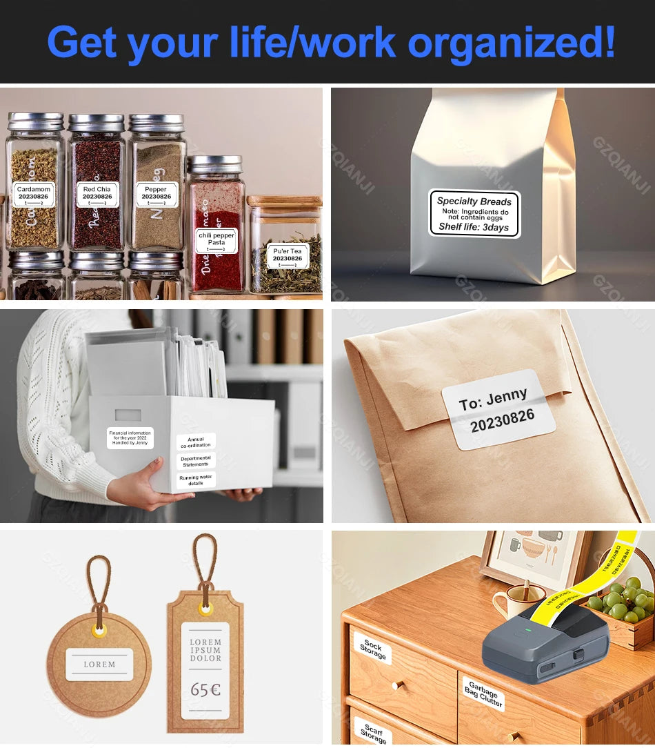 P2 Sticker Printer Thermal Labeling Machine Portable Label Maker Wireless Label Printer with Self-adhesive Paper Label Tape