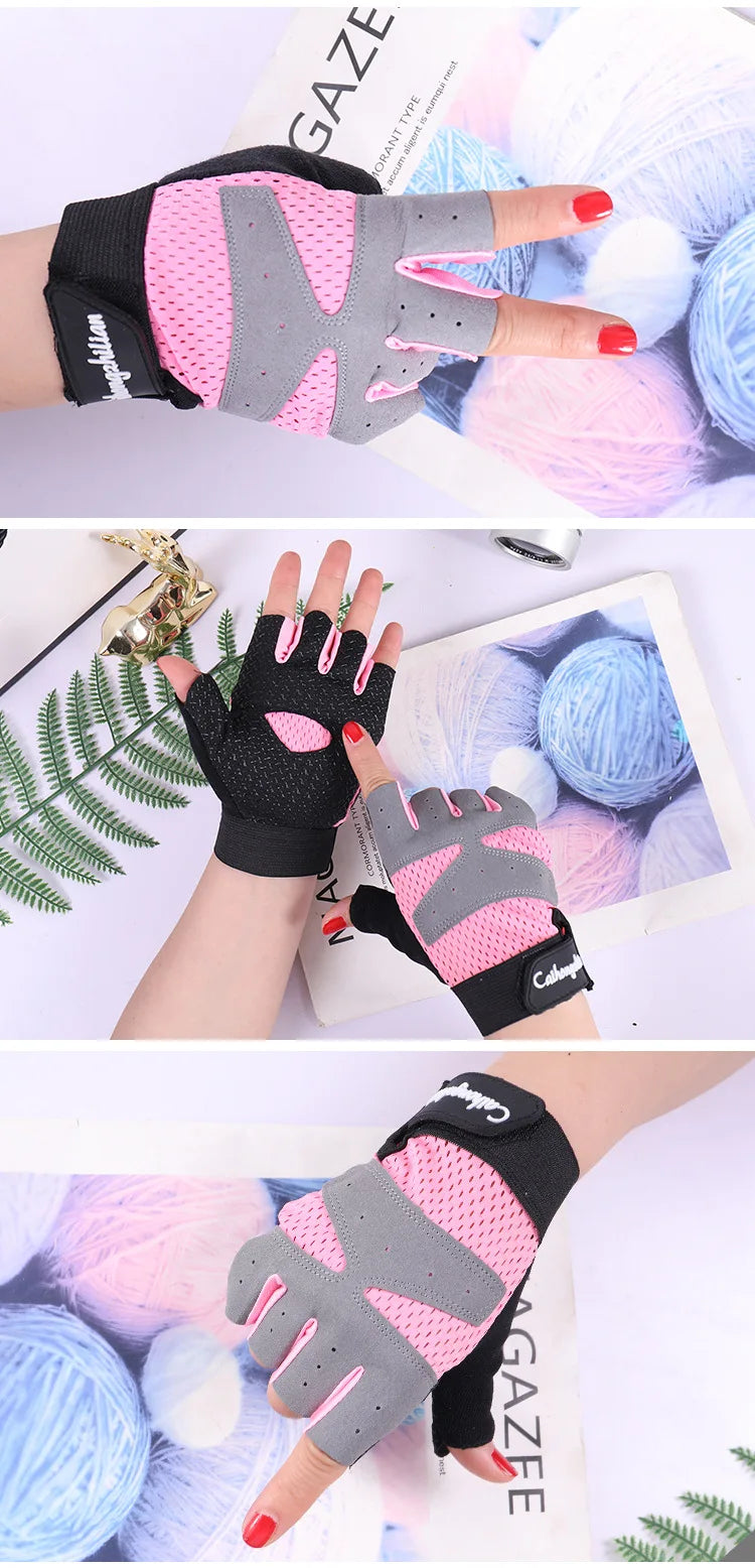 Cycling Fitness Gloves for Men Women Gym Motorcycle Summer Bicycle Fingerless Anti-slip Sports Weightlifting Breathable Gloves