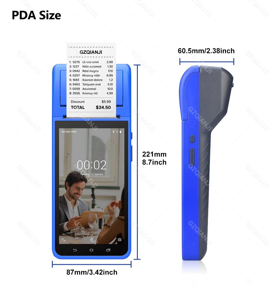 4G Android 13 / 8.1 Pos Terminal Wireless Handheld Printers 1D 2D Scanner Reader NFC Built-in 58mm Receipt Impressora Termica