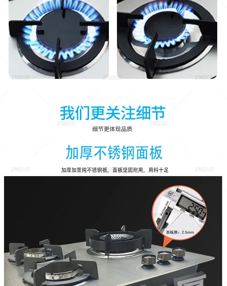 3-Burner Stainless Steel Gas Hob European Style Built-in Natural Gas Kitchen Stove