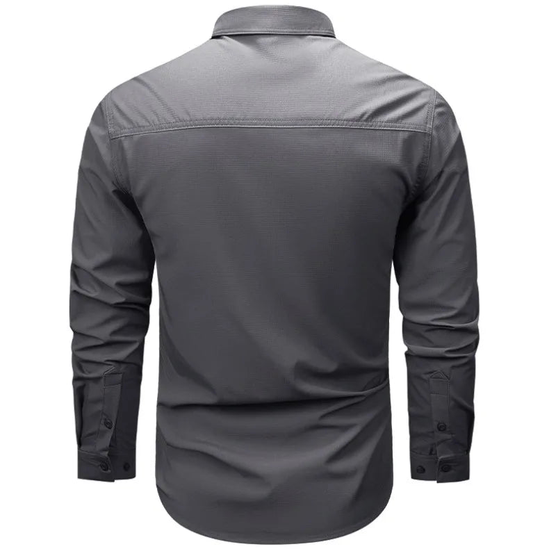 Spring Autumn Men Long Sleeved Shirt Men Tactical Work Shirts Tops Outdoor Multi-pocket Quick Drying Hiking Fishing Cargo Shirts