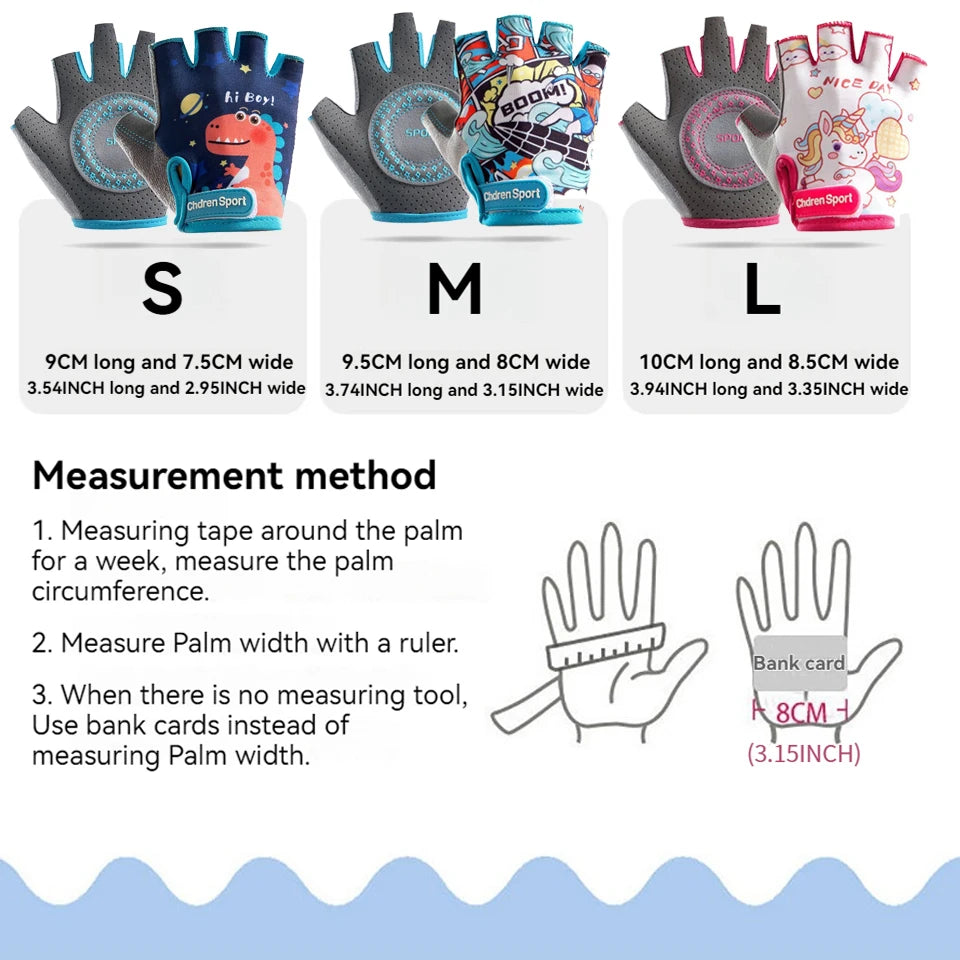KoKossi Children's Sports Riding Gloves Half Finger Breathable Sweat Absorbing Anti Slip Boy Girl Training Exercise Protection