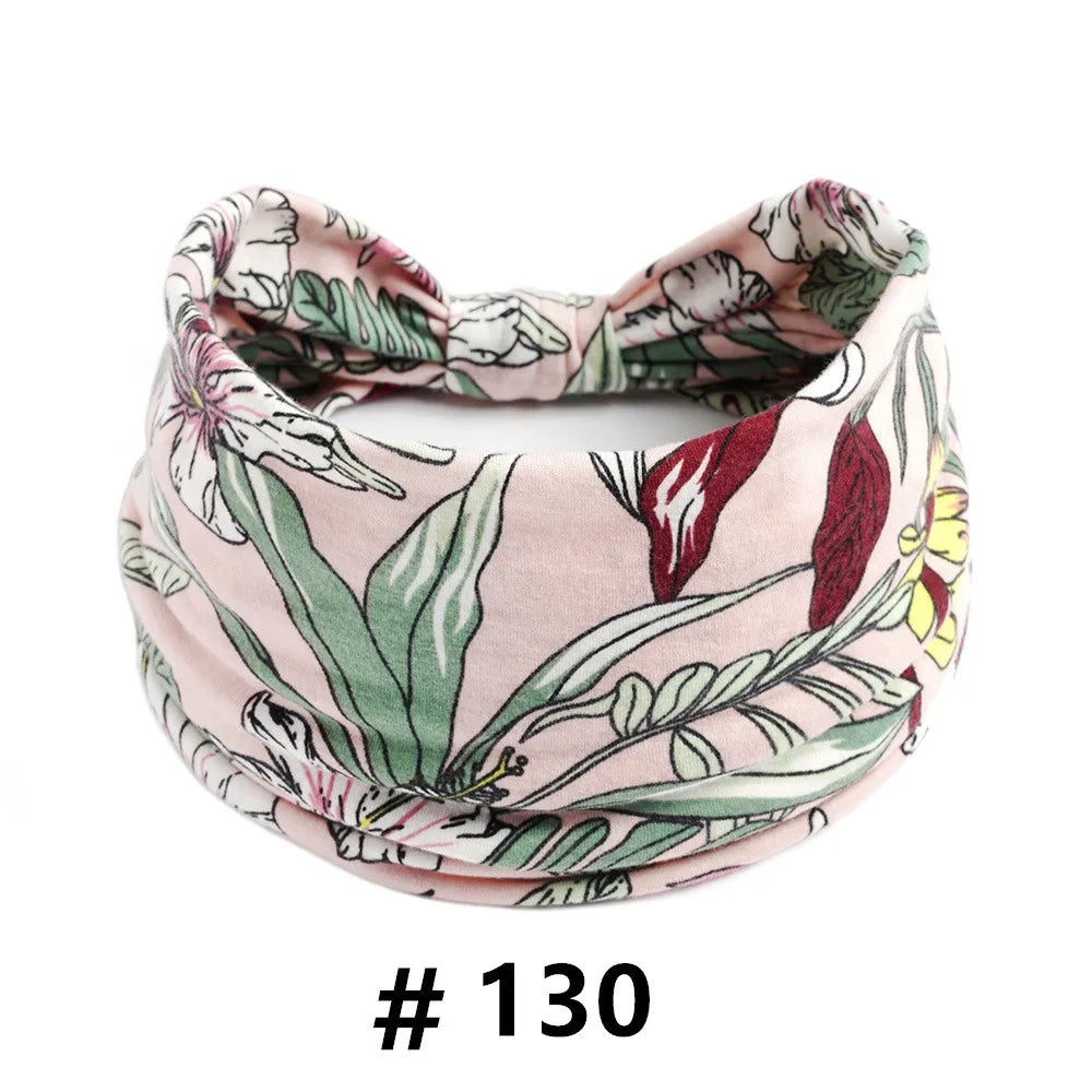 Boho Headbands for Women Cotton Wide Head Bands Stretch Hairband Non Slip Workout Yoga Running Turban Headwrap Hair Accessories