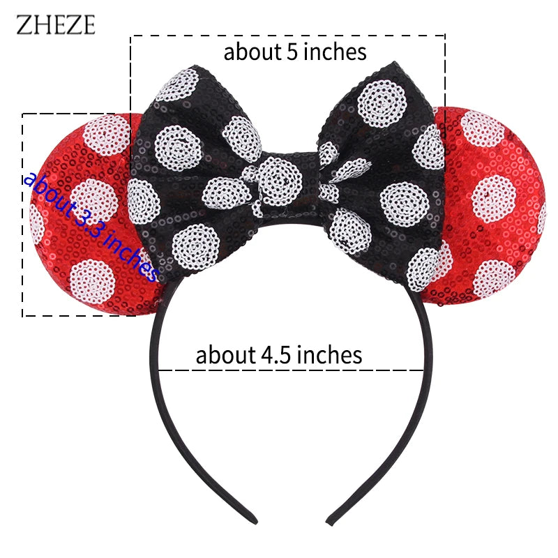 New Valentine's Day Mouse Ears Headband For Girls Women Sequins Love 5"Bow Hairbands Festival Party DIY Hair Accessories Femmes